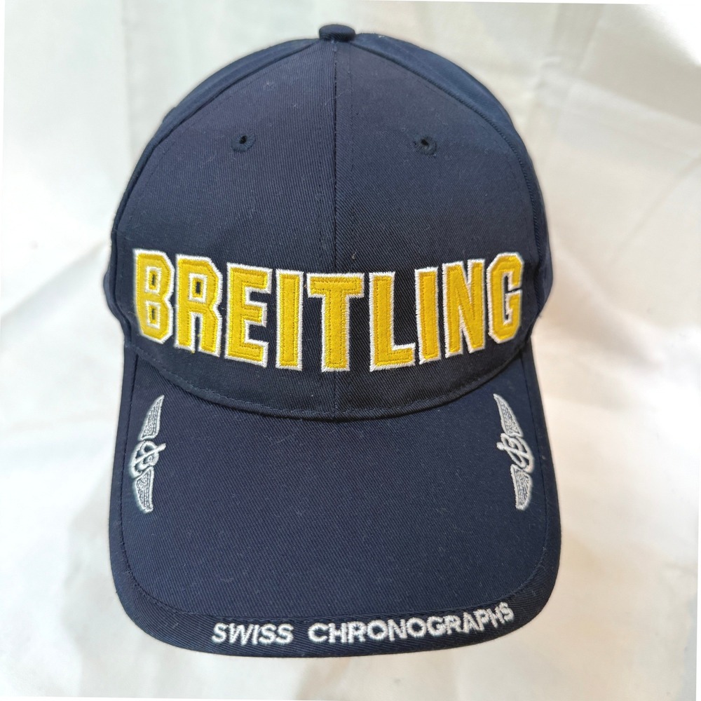 Breitling Baseball Cap Mens OSFA Navy Blue Excellent Swiss Chronograph Hat NWT